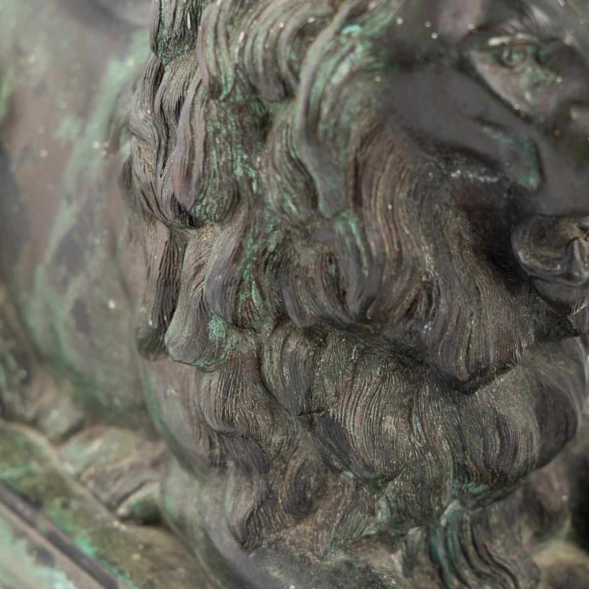 photo furniture Antique 19thc Victorian Pair Of Verdigris Patinated Bronze Trafalgar Lions C1870