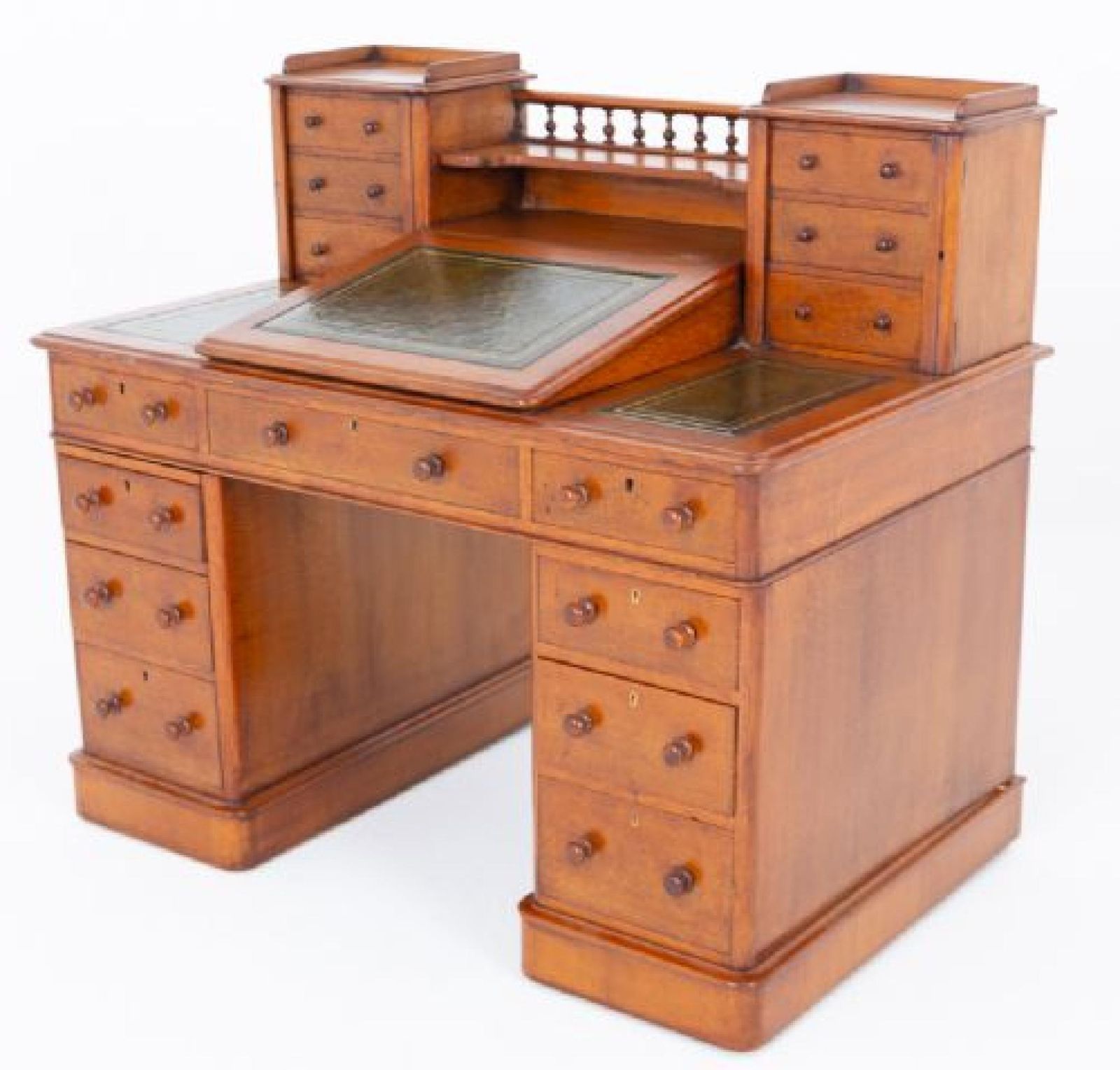 Victorian Dickens Desk Oak Pedestal Writing Table 1860