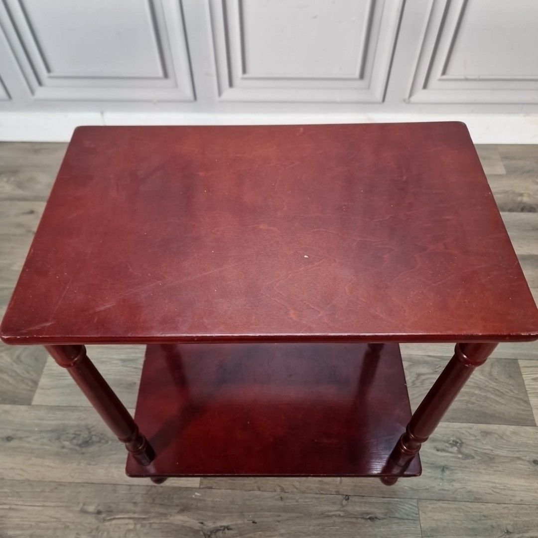 Vintage Hall Side Table Turned Legs Mahogany Finish Telephone Occasional photo Furniture