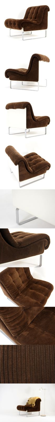 Retro Vintage Danish Cord Shell Chair Lounge Armchair Mid Century 1970s Chrome photo furniture