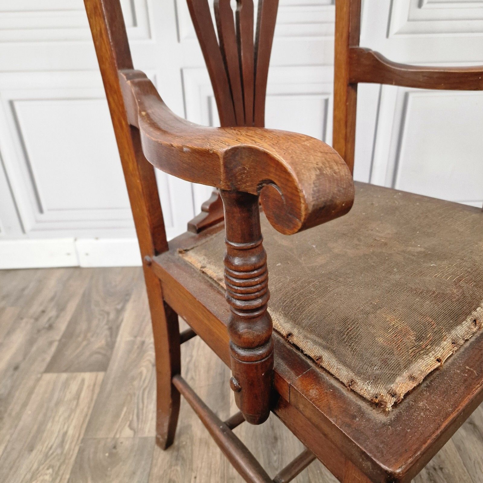 Antique High Back Armchair Turned Chair Arts & Crafts Carver Art Nouveau photo vinterior
