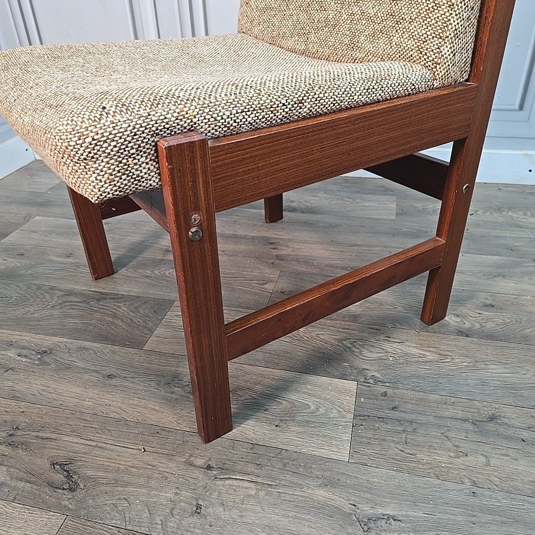Vintage Teak Lounge Chair Mid Century Scandinavian – Wool Upholstery Retro Mcm photo vinterior