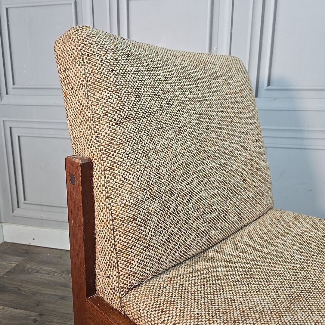 photo for sale Vintage Teak Lounge Chair Mid Century Scandinavian – Wool Upholstery Retro Mcm