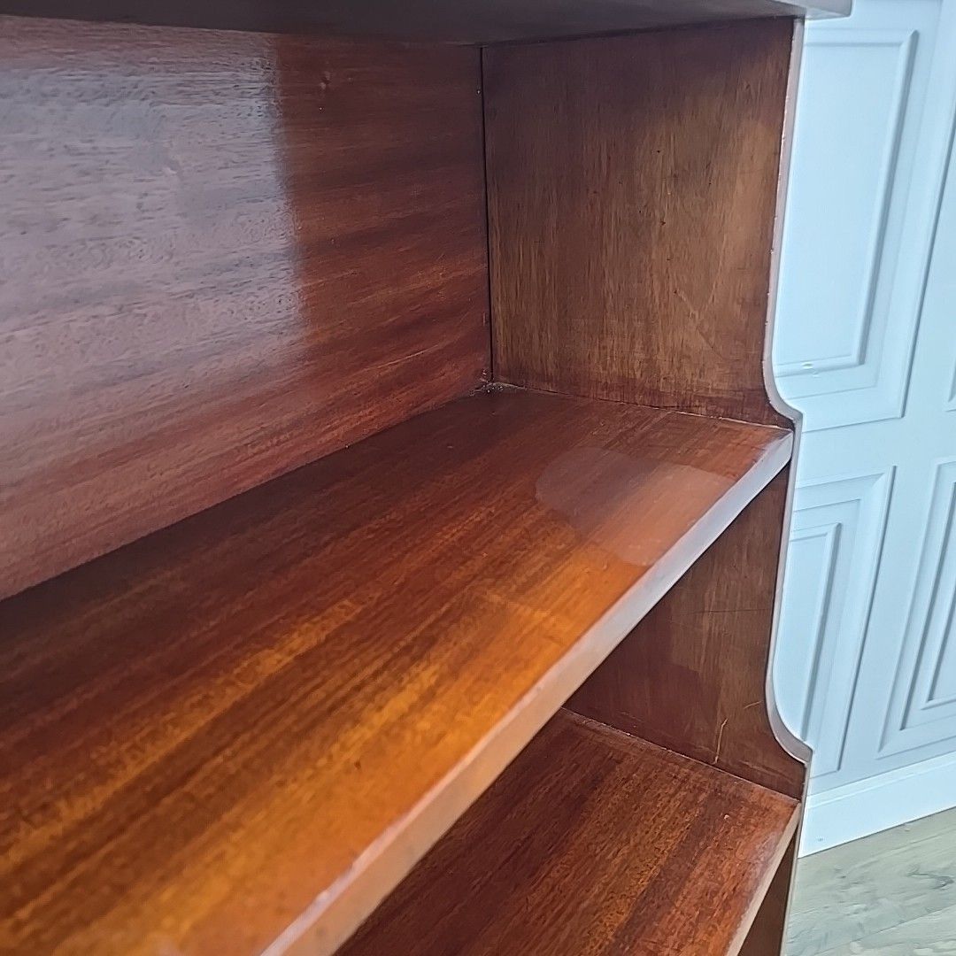 photo furniture Antique Waterfall Bookcase – Three Tier Bookshelf Mahogany Solid Wood Shelving