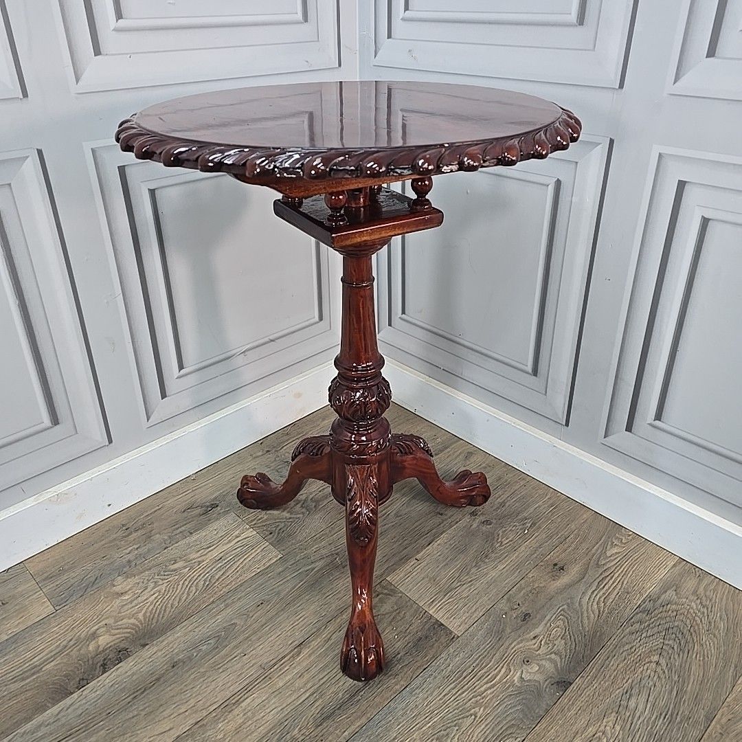 Antique Mahogany Wine Table Tilt Top – Carved Ball Claw Feet Chippendale photo furniture