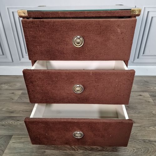 photo for sale Retro Vintage Bedside Drawers Side Table Velvet Fabric Chest Mid Century