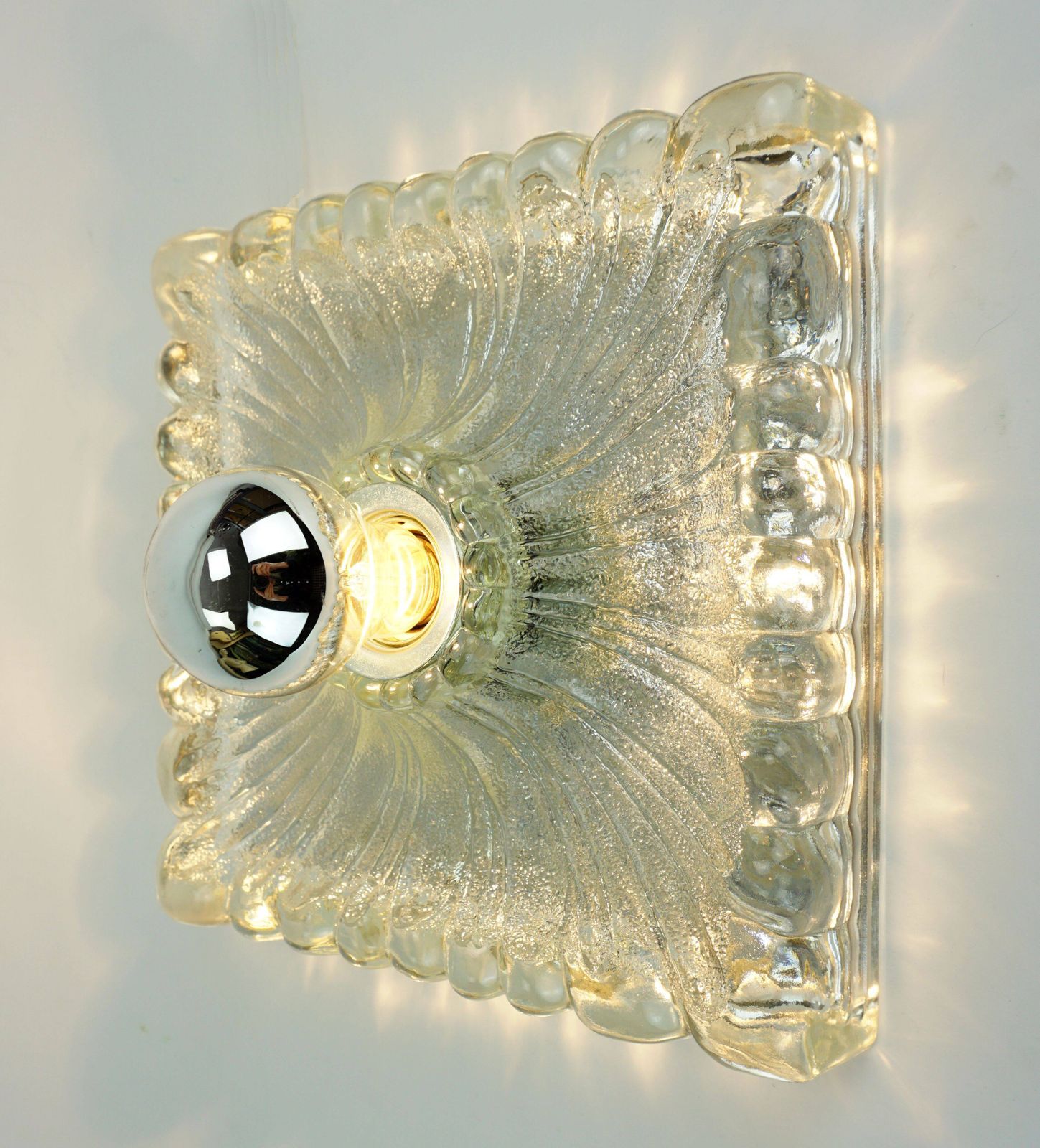 Heavy Frosted Glass Wall Sconce From The 1960s 70s By Hustadt Leuchten photo buy