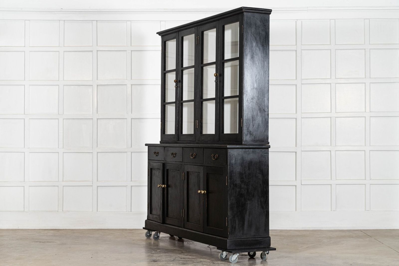 Large 19thc English Ebonised Pine Glazed Dresser photo 5693.0