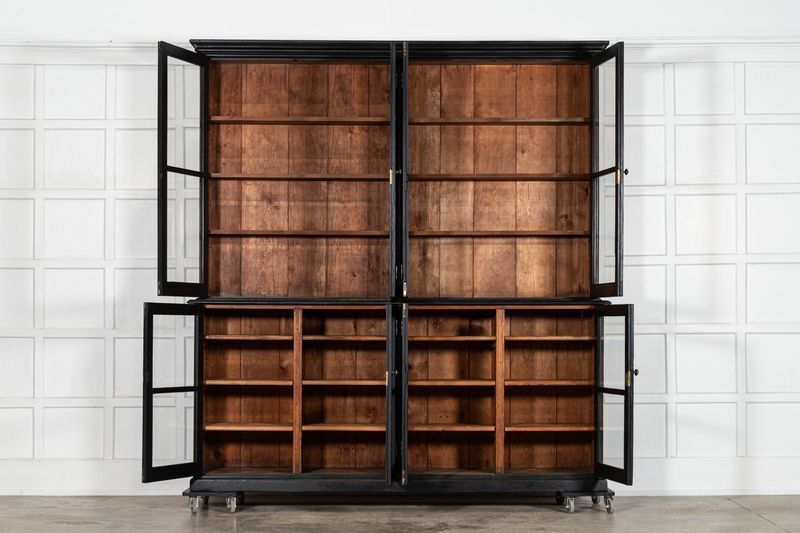 Large English Ebonised 19thc Pine Glazed Dresser photo for sale