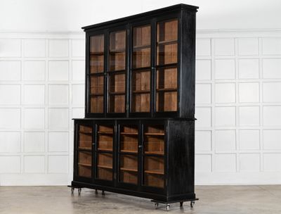 Large English Ebonised 19thc Pine Glazed Dresser photo vinterior