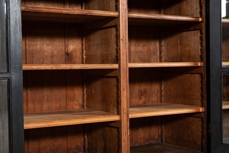 Furniture Large English Ebonised 19thc Pine Glazed Dresser photo