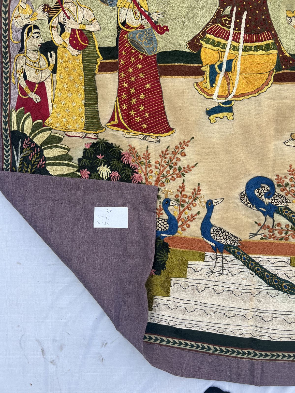 Hand Embroidered Krishna Ras Leela Tapestry | Rare Vintage Indian Textile| Eco Friendly Vegetable Dyes| Circa 1990s. photo Art
