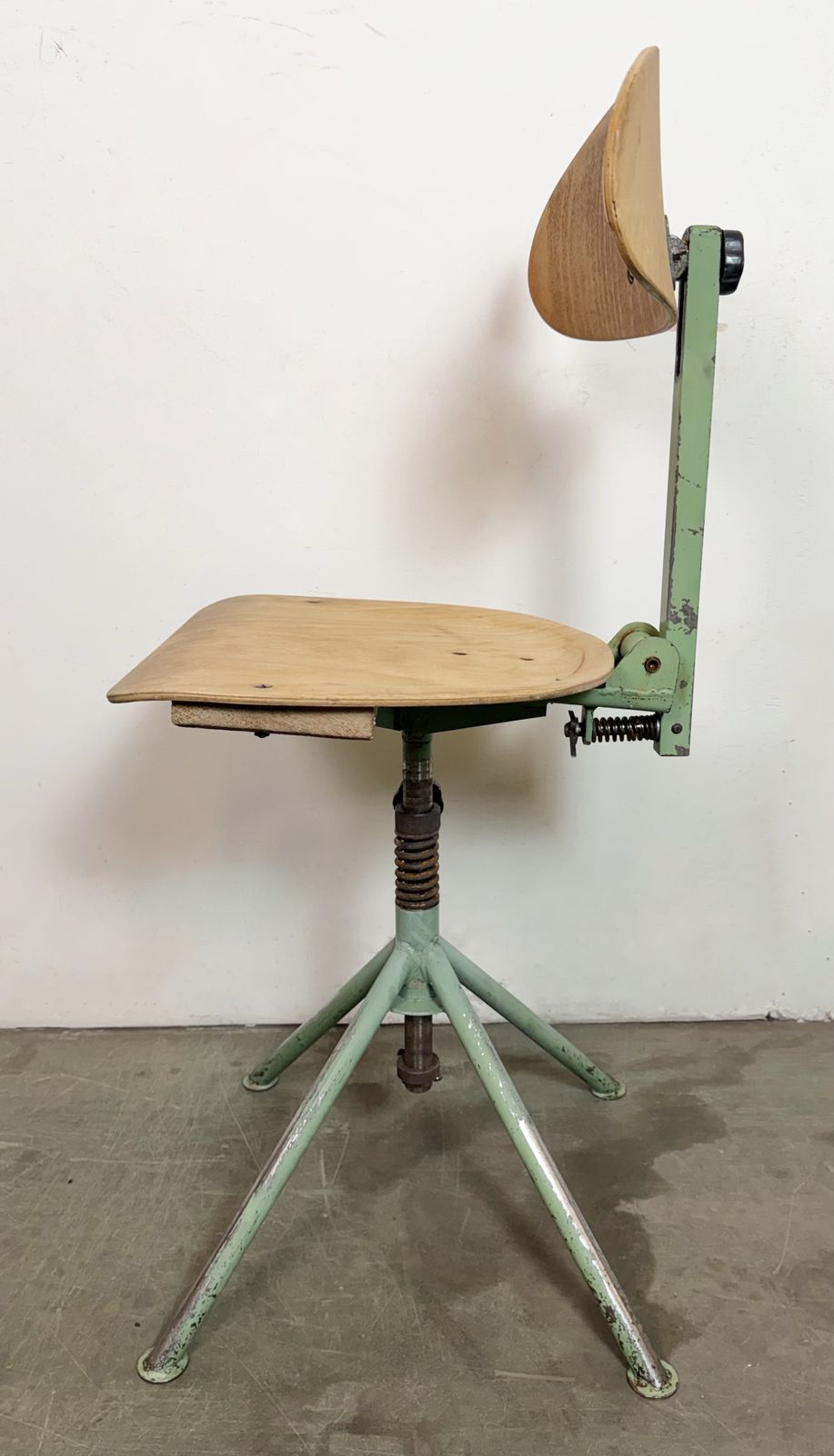 Green Industrial Workshop Chair, 1950s, 3x photo 229.0