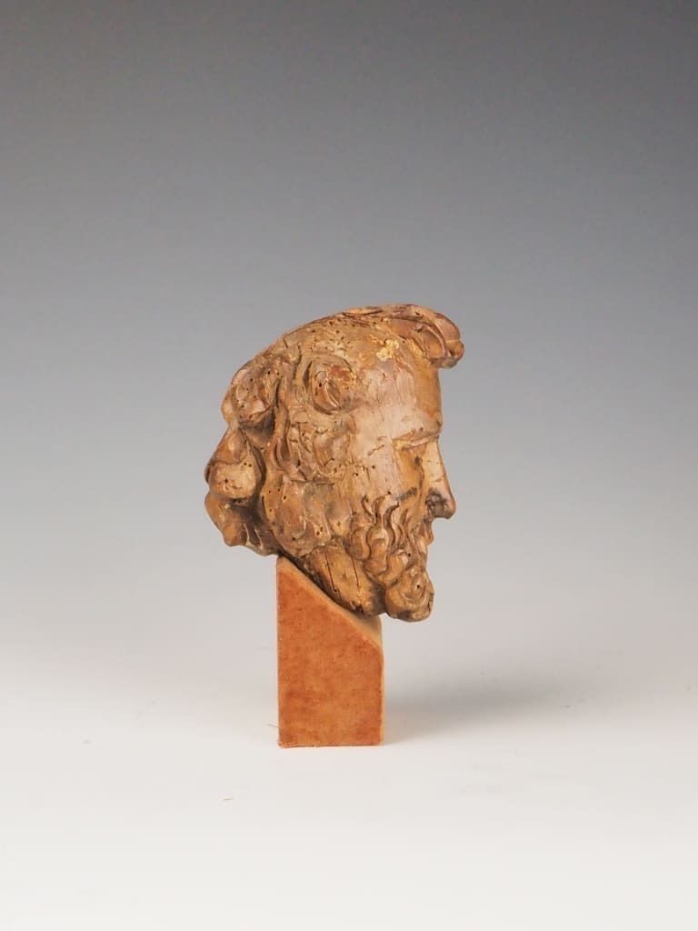 photo for sale 16th Century Carved Wooden Head Of A Philosopher / Religious Figure