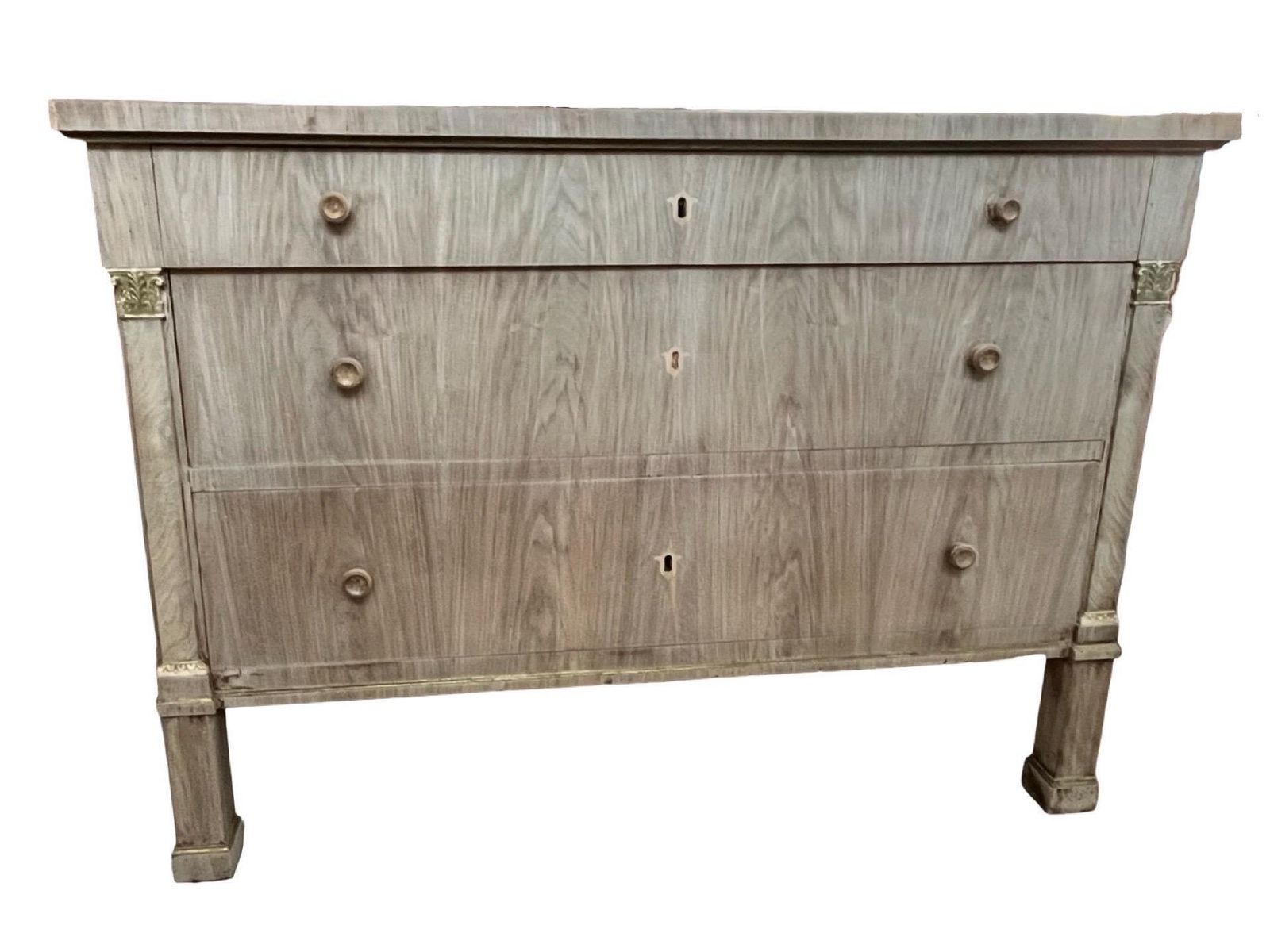 8236.0 Pair Of Italian Bleached Empire Chest Of Drawers With Walnut Bookmatched Veneer photo