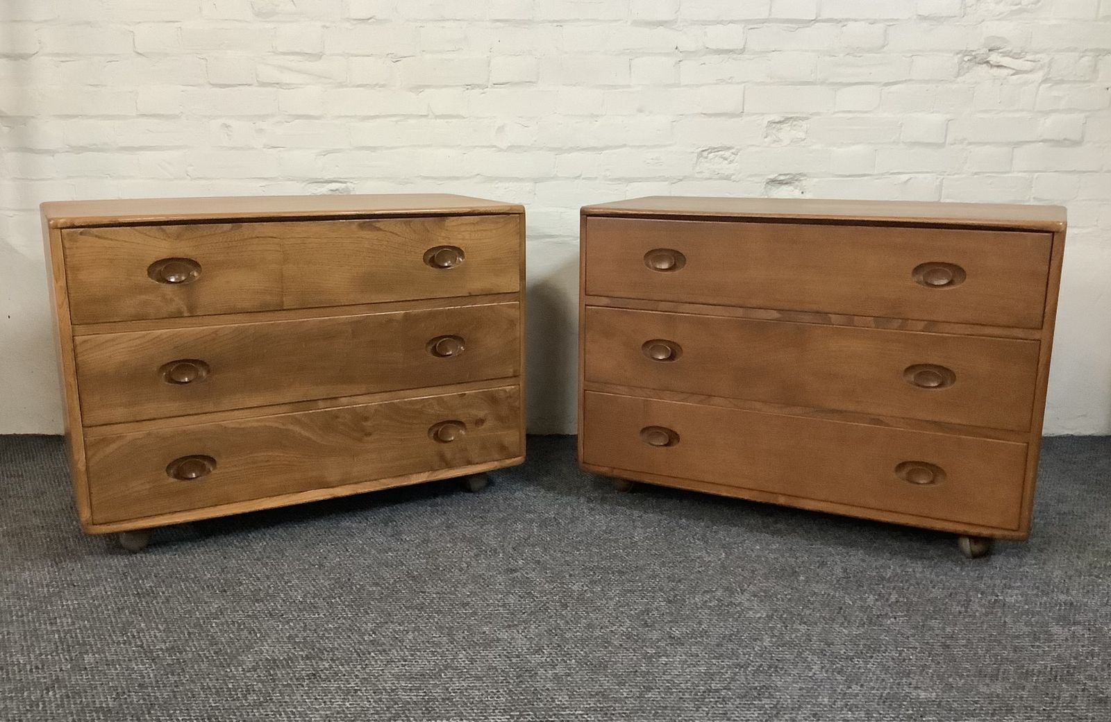 Pair Of Ercol 412 Windsor Chest Of Drawers In Natural Elm Finish. photo furniture