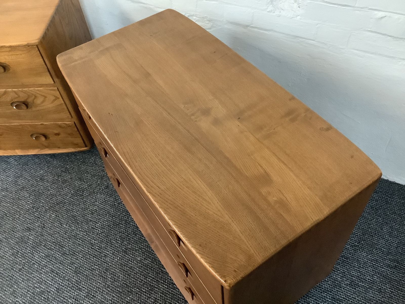 Pair Of Ercol 412 Windsor Chest Of Drawers In Natural Elm Finish. photo vintage