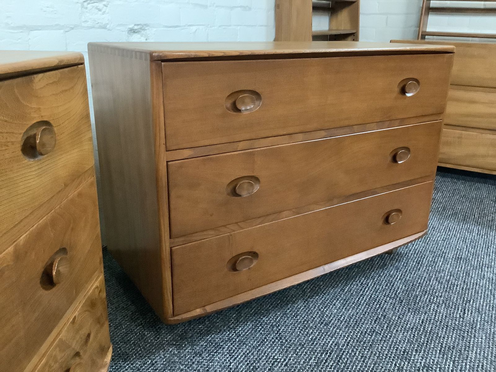 Furniture Pair Of Ercol 412 Windsor Chest Of Drawers In Natural Elm Finish. photo