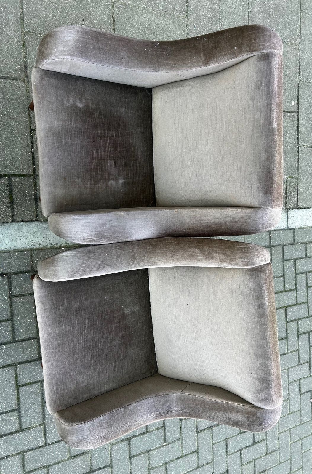 Pair Of Danish Armchairs Upholstered In Velour photo for sale