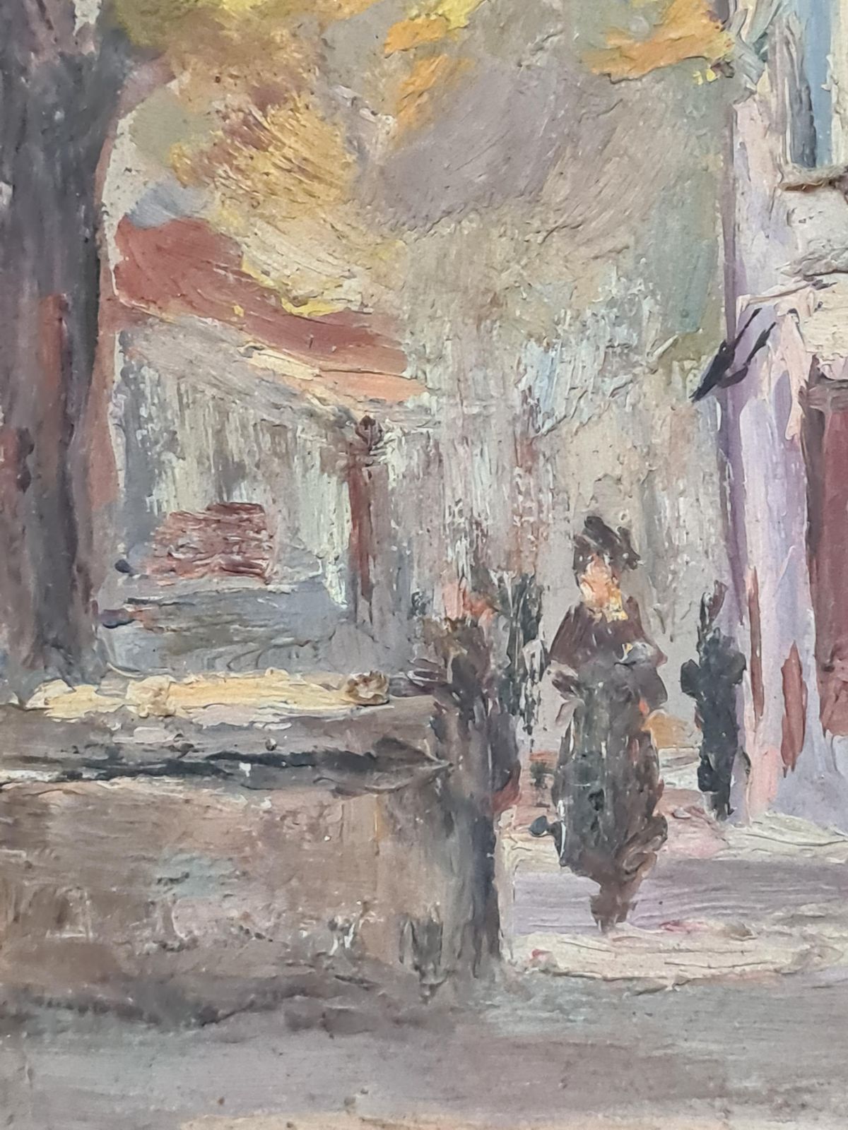 Louis Audibert French Impressionist, Oil On Board, Street View Of Nice, Southern France 1918 photo Art