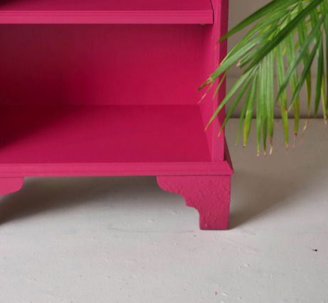 Pink Side Table   Hand Painted Bedside Vanity   Ombre, Floral Drawers photo Furniture