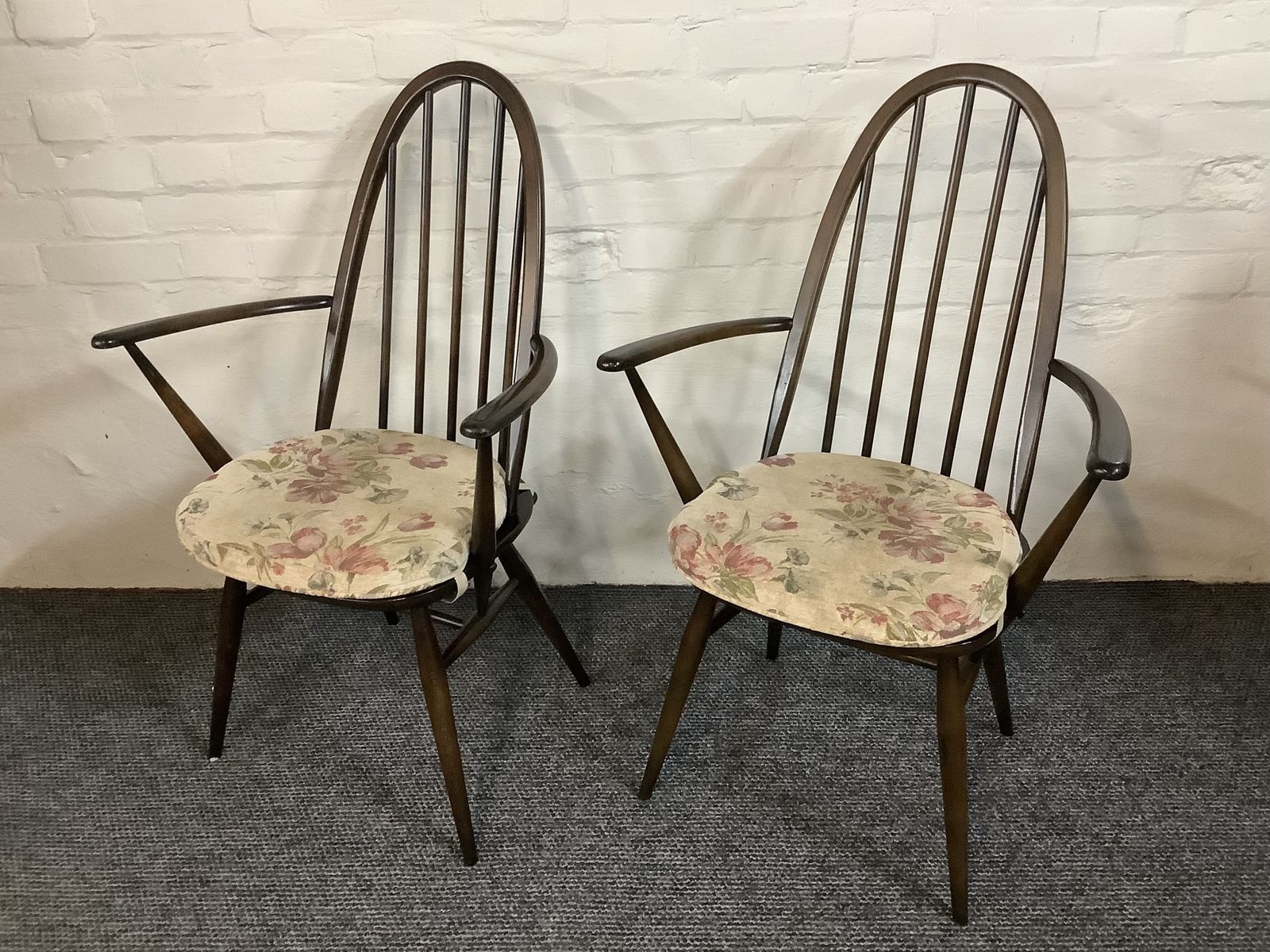 A Match Pair Of Ercol Windsor Quaker Back Carver Chairs. photo furniture