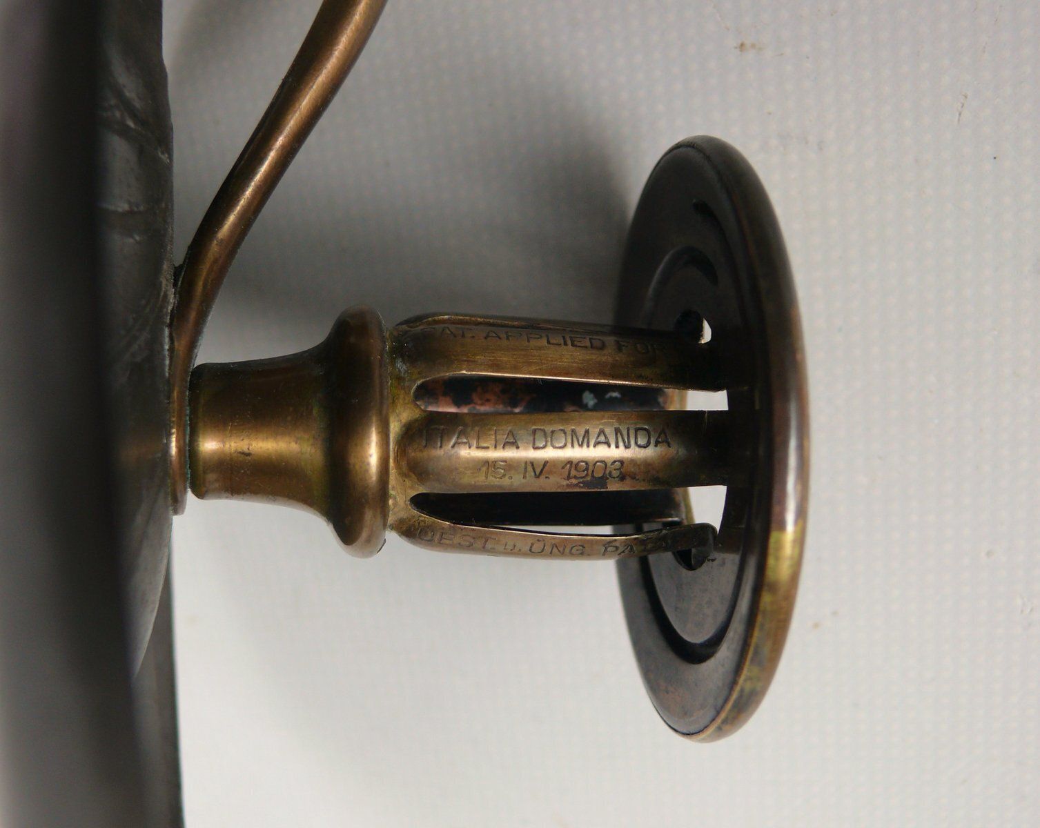 photo for sale Art Nouveau Hand Held Candleholder In Steel, Brass Plated, 1903
