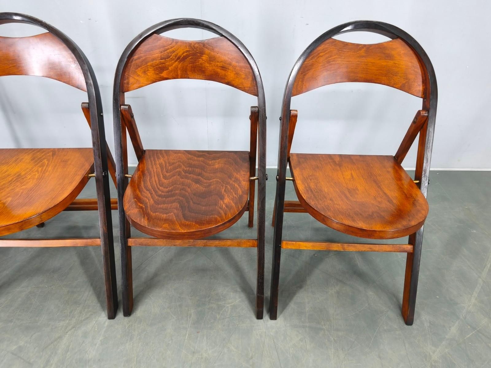 Set Of Four Bauhaus Folding Chairs B751 By Ligna, Czechoslovakia 1930s photo buy