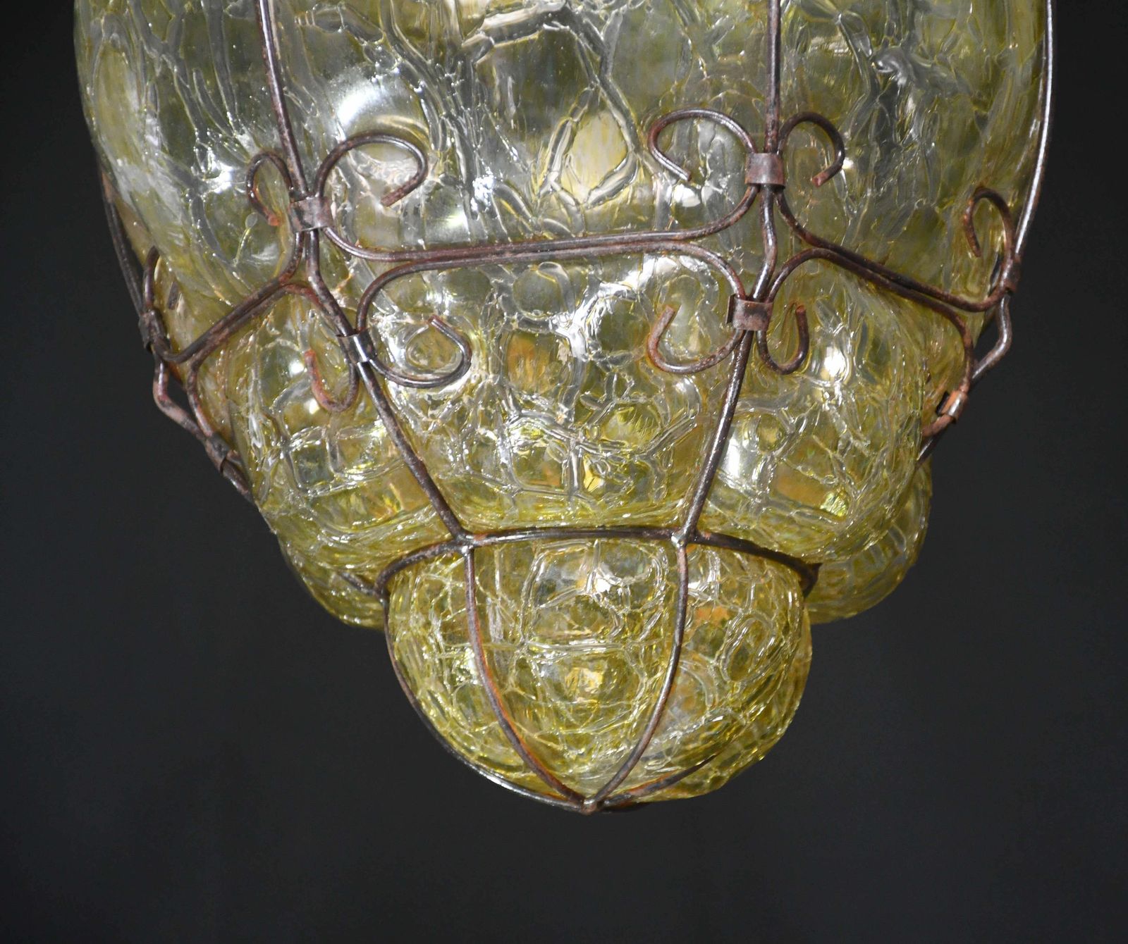 photo vintage Wonderful Yellow Colour Venetian Lantern, Seguso Murano Glass, Italy, 1950s
