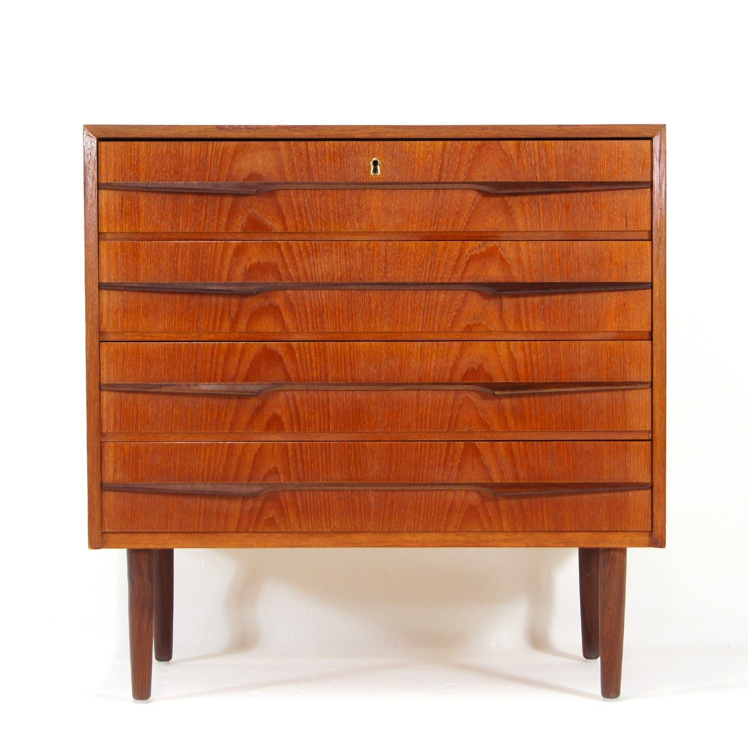 Retro Vintage Danish Modern Teak Low Boy Chest Of Drawers Dresser 50s 60s Mcm