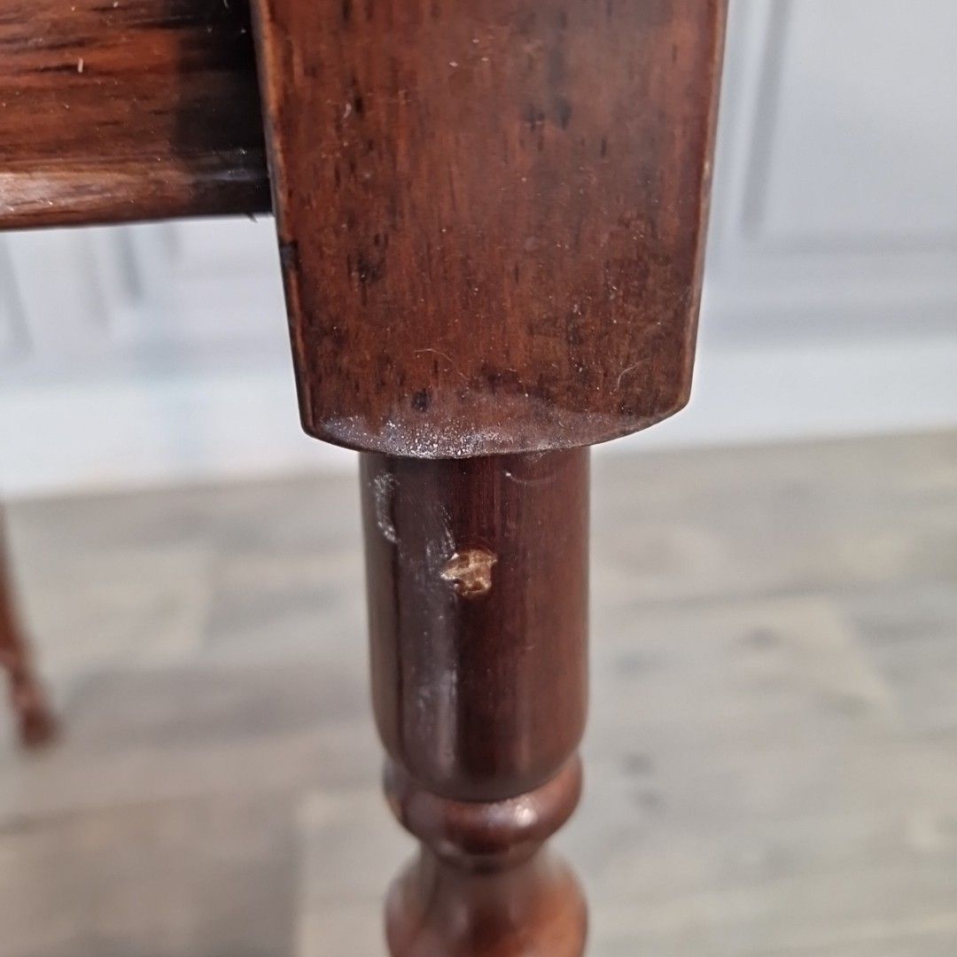 Furniture Antique Mahogany Side Table Leather Top Edwardian Lamp Wooden Vintage photo