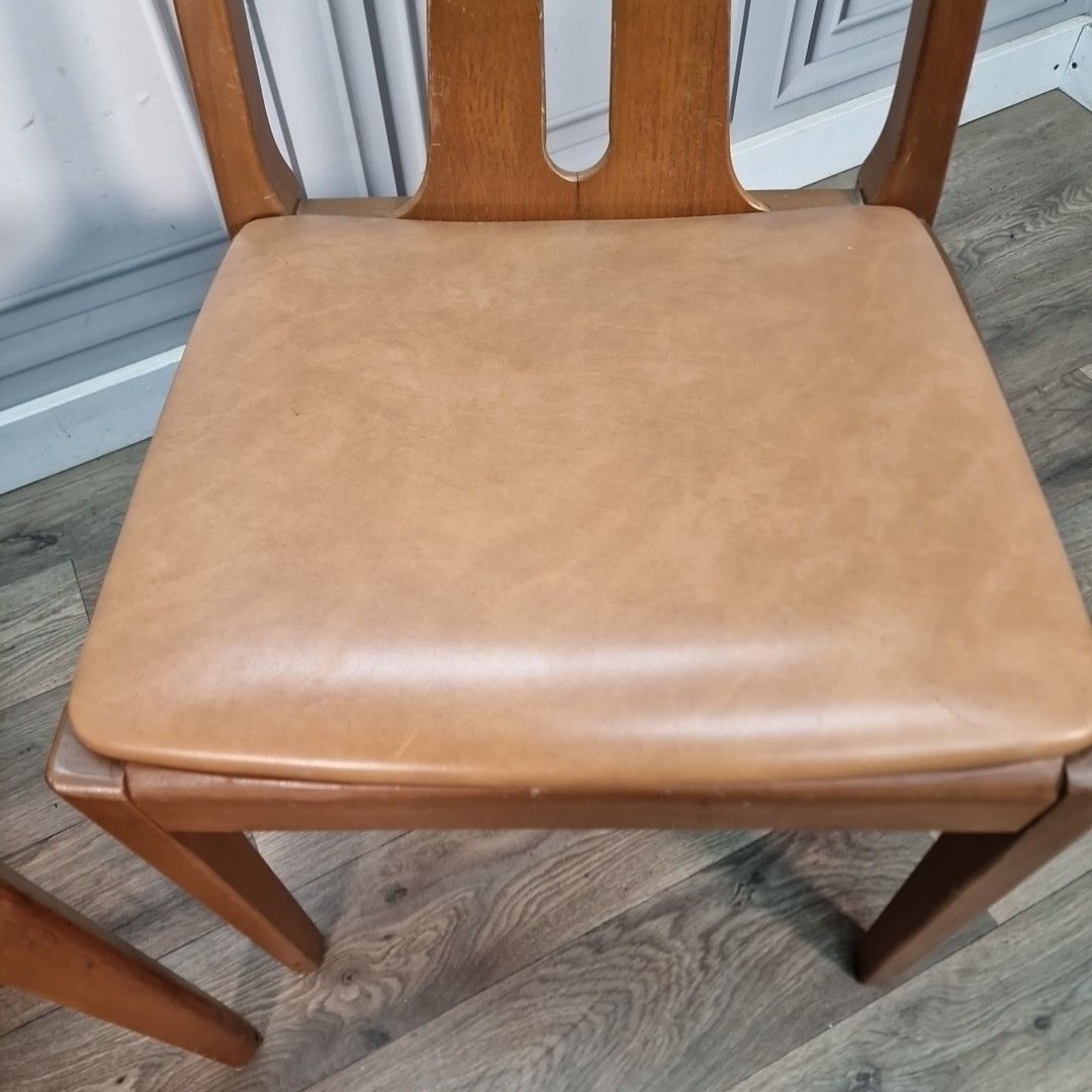 Vintage Nathan Dining Chairs Pair Teak Mid Century Wooden Desk Seats Retro photo vinterior