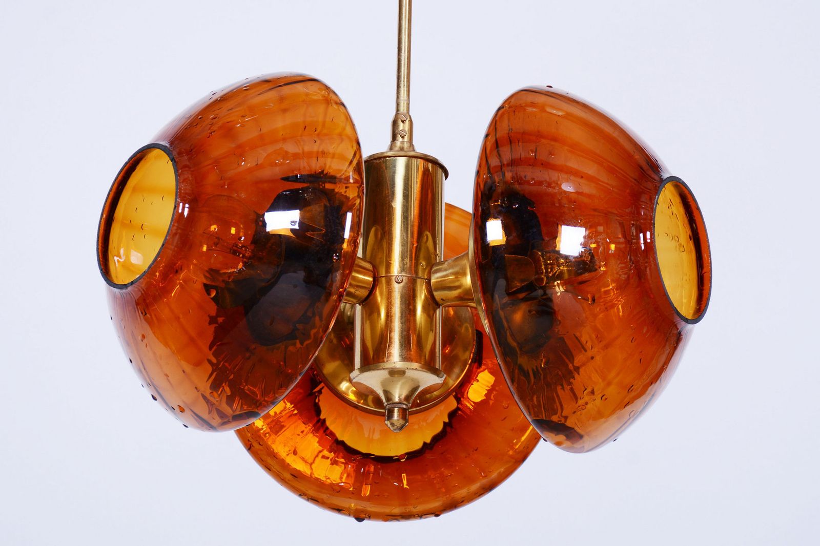 Restored Mid Century Chandelier, By Kamenický šenov, Brass, Glass, Czech, 1960s photo 650.0