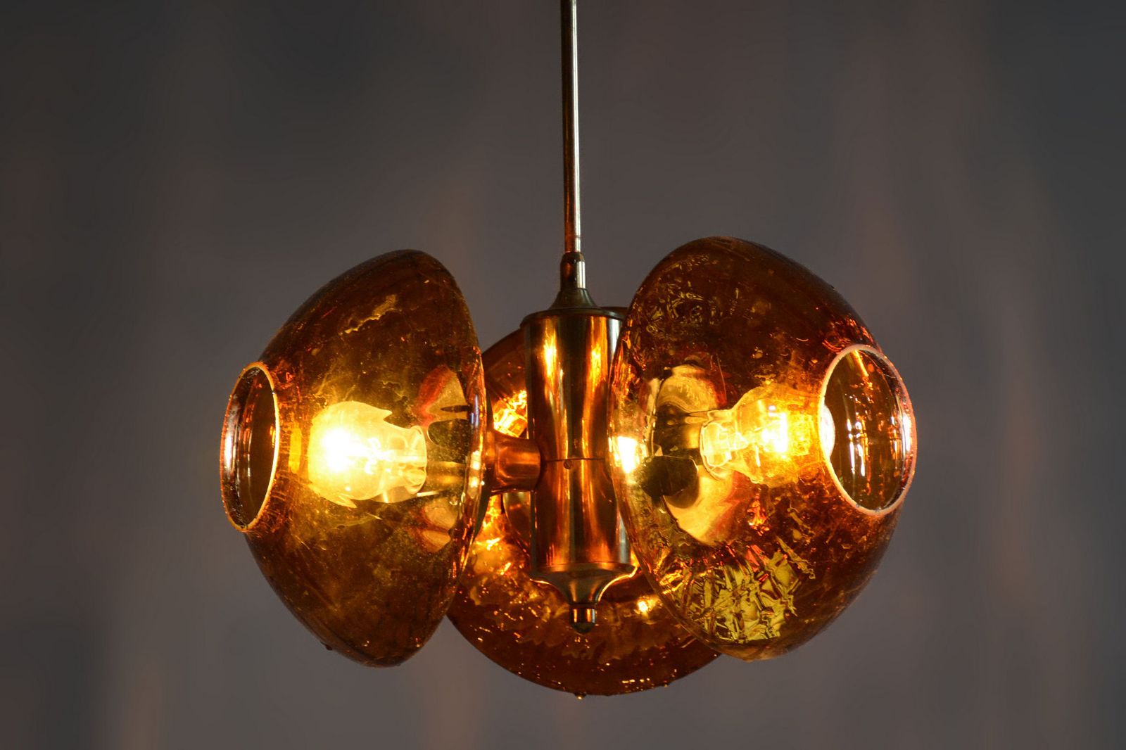 Lighting Restored Mid Century Chandelier, By Kamenický šenov, Brass, Glass, Czech, 1960s photo