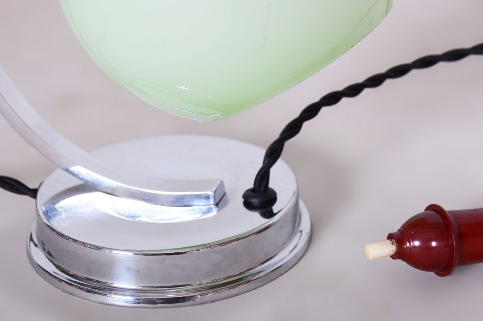 Restored Bauhaus Table Lamp, Chrome, Aluminium, Opaline Glass, Czech, 1930s photo Lighting