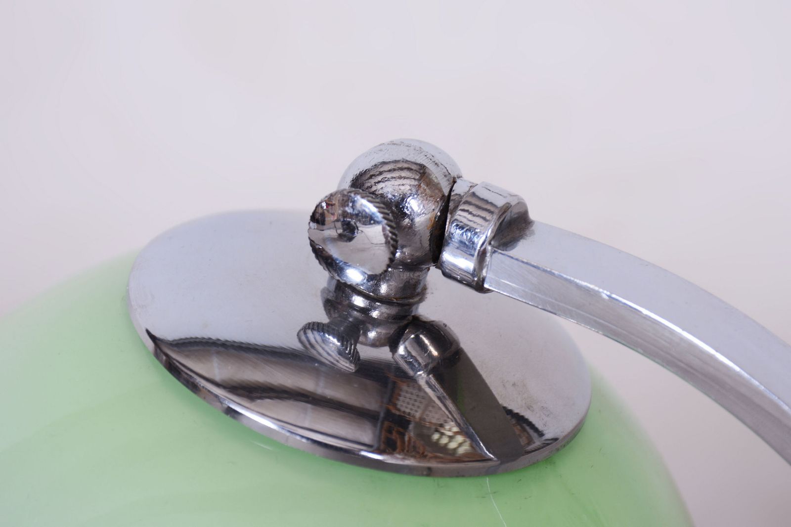 Restored Bauhaus Table Lamp, Chrome, Aluminium, Opaline Glass, Czech, 1930s photo 450.0