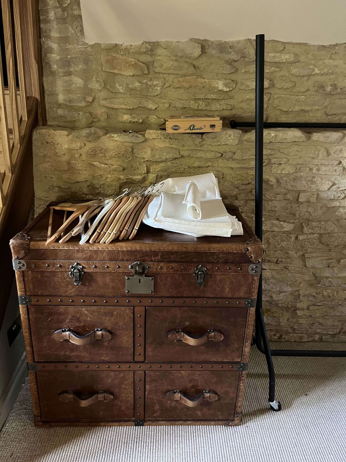 Feather & Black Leather Bedside Tables And Chest Of Drawers photo Furniture