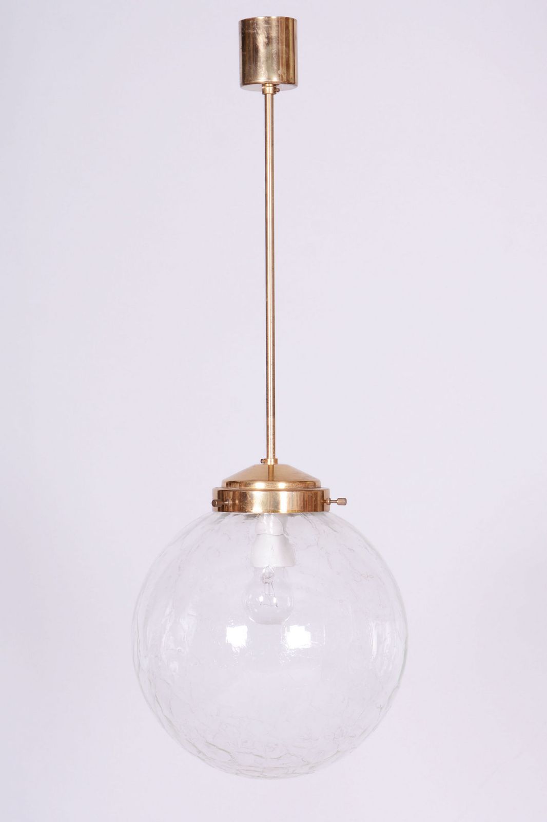 Restored Mid Century Chandelier, By Kamenický šenov, Brass, Glass, Czech, 1960s