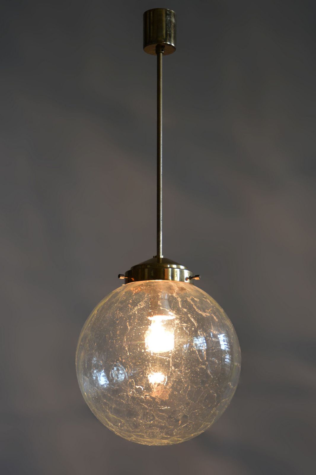 Restored Mid Century Chandelier, By Kamenický šenov, Brass, Glass, Czech, 1960s photo buy