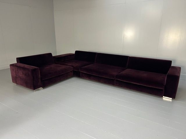 Molteni & C "Turner" L Shape Sectional Sofa In Aubergine Purple Velvet photo 7900.0