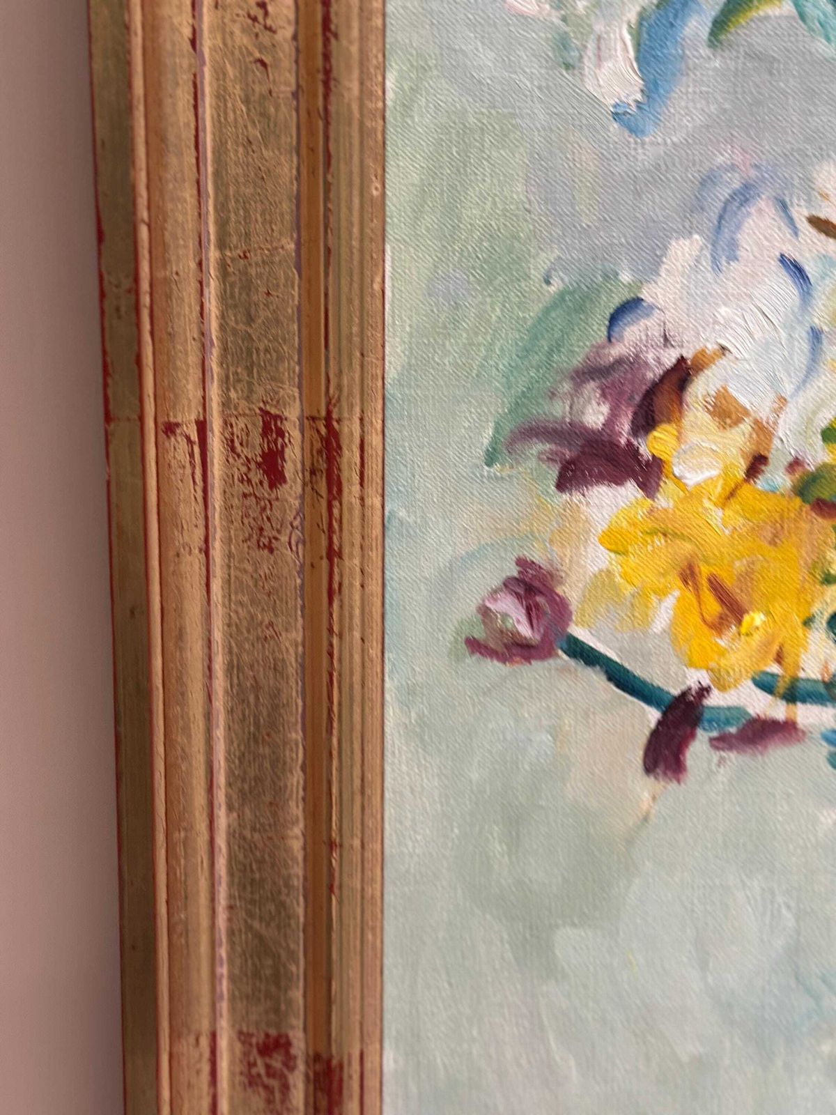 photo furniture Original Swedish Oil On Canvas – “Still Life With Flowers In Vase” By Jan Sonne (1909 96) 1980 – Vintage & Framed 76 × 65 Cm (29.9" × 25.6")