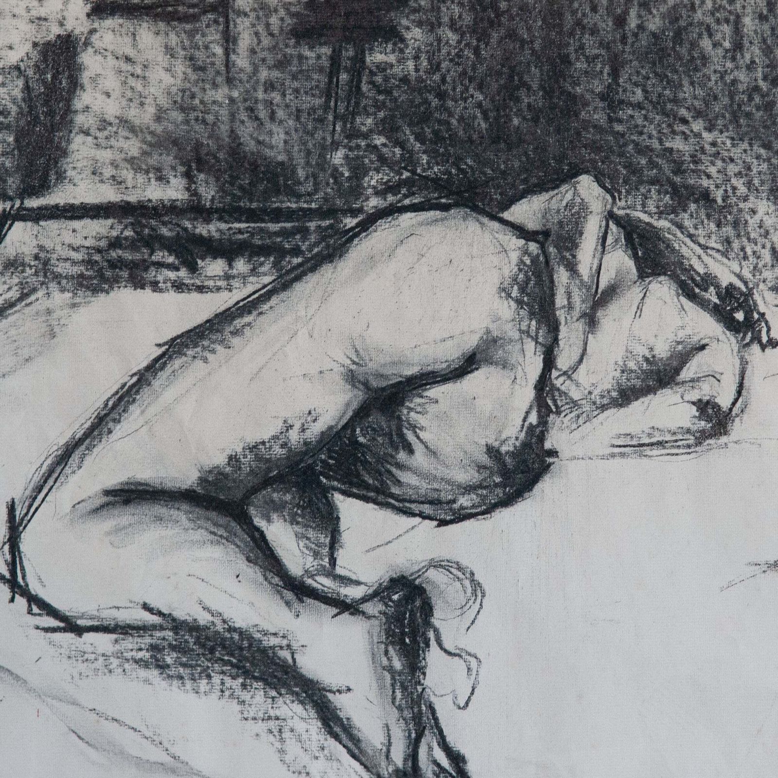 Liggende Naaktfiguur – Tekening In Houtskool photo for sale