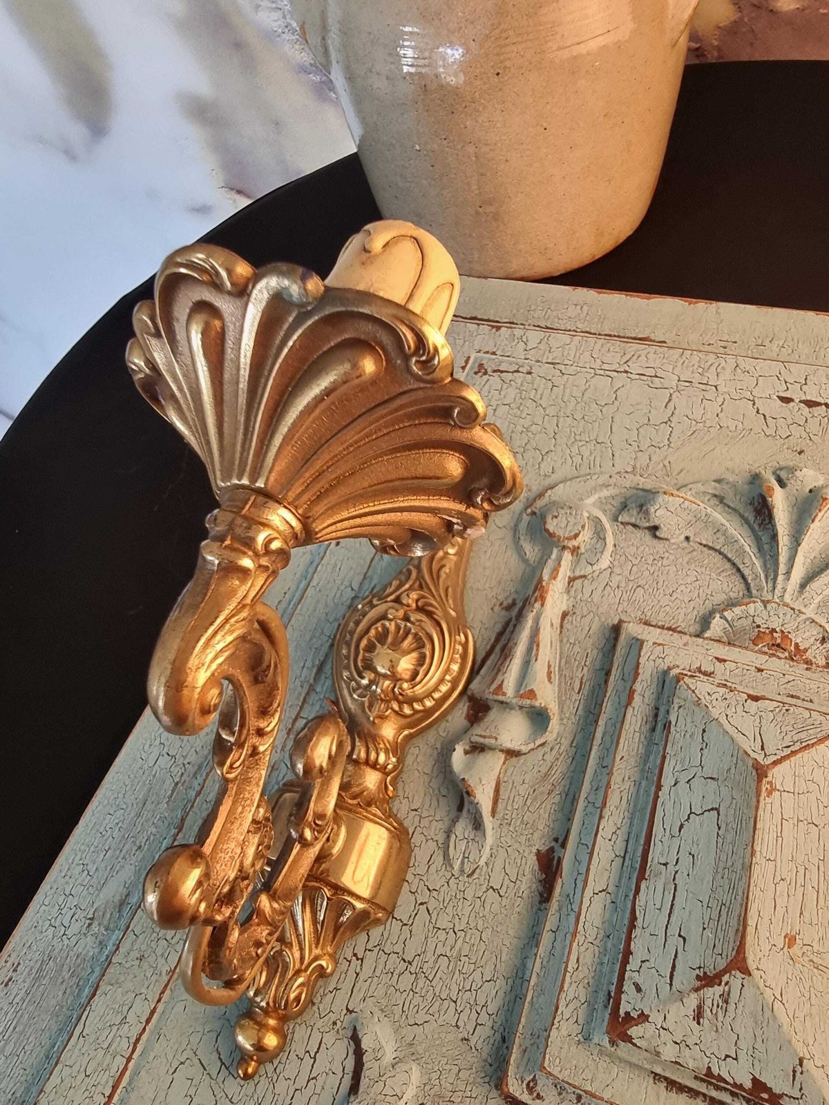 photo for sale Solid Bronze Wall Light Sconces   Vintage French Bronze Wall Candle Sconces   Electric Wall Lighting   Chateau Decor