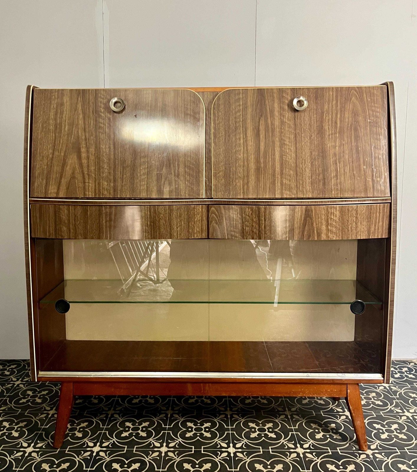 Retro 1960’s Mid Century Writing Desk And Vintage Cocktail Drinks Cabinet photo 465.0