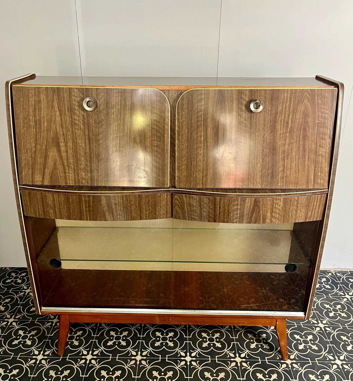 photo buy Retro 1960’s Mid Century Writing Desk And Vintage Cocktail Drinks Cabinet