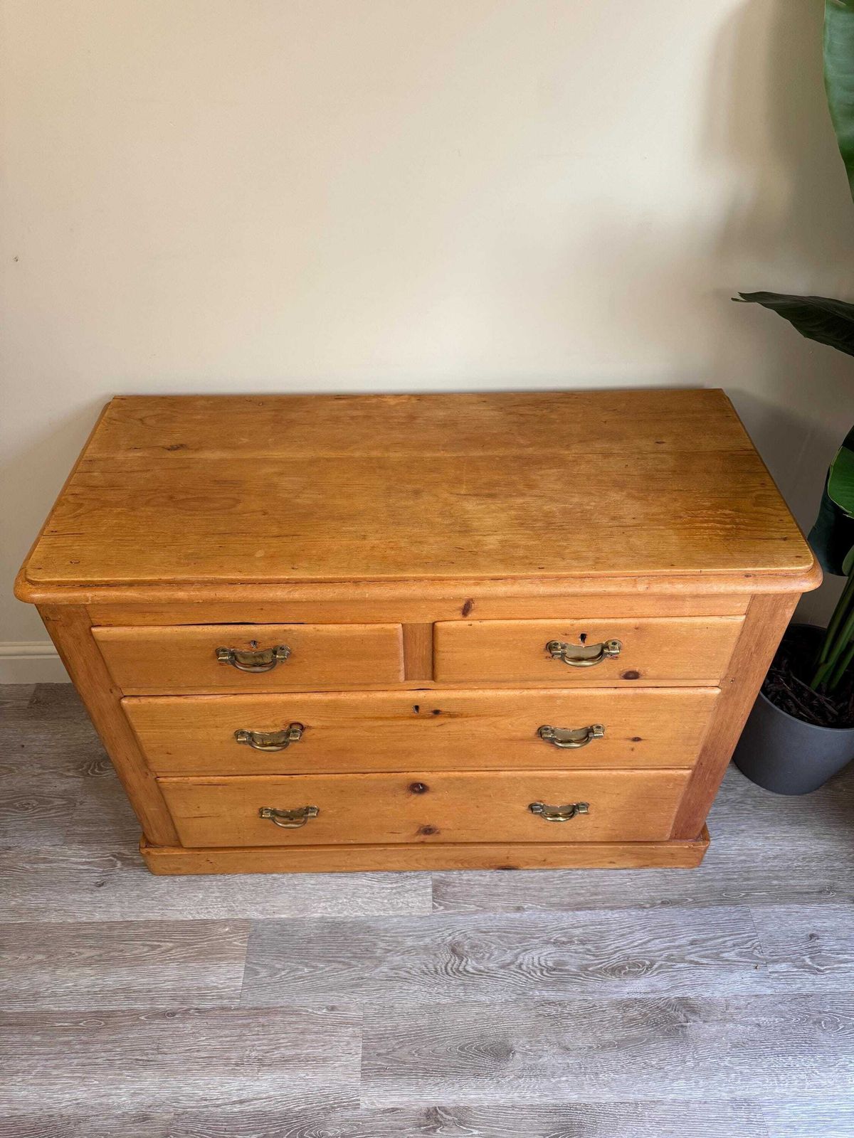 Antique Solid Pine Chest Of Drawers   Original Dovetail Design photo furniture
