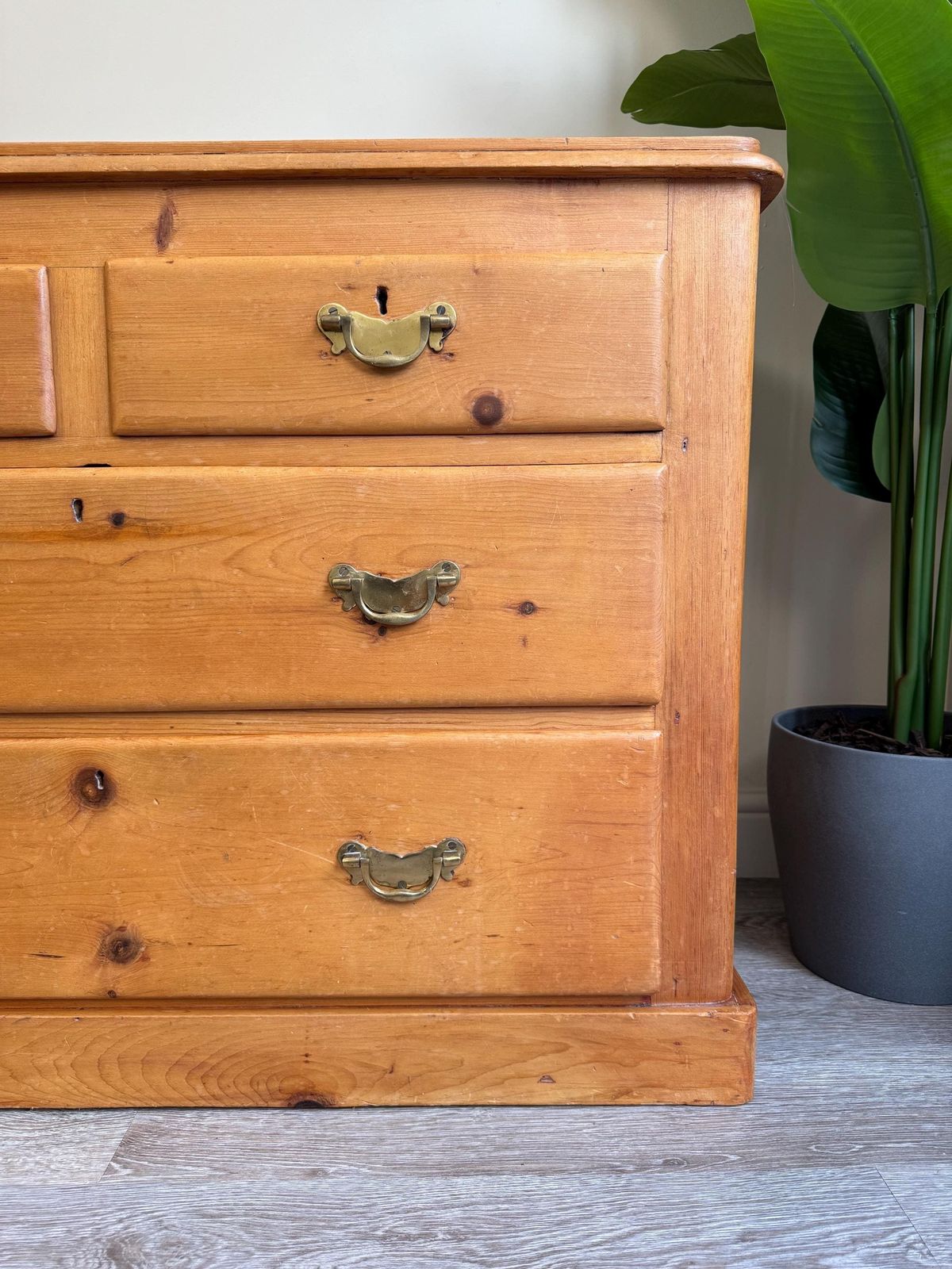 Antique Solid Pine Chest Of Drawers   Original Dovetail Design photo Furniture