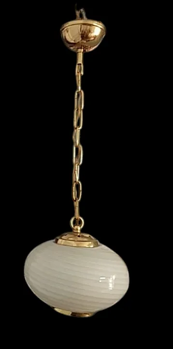 Pair Of 1960's Murano Swirl Opaline Glass Pendant Lights. photo 840.0