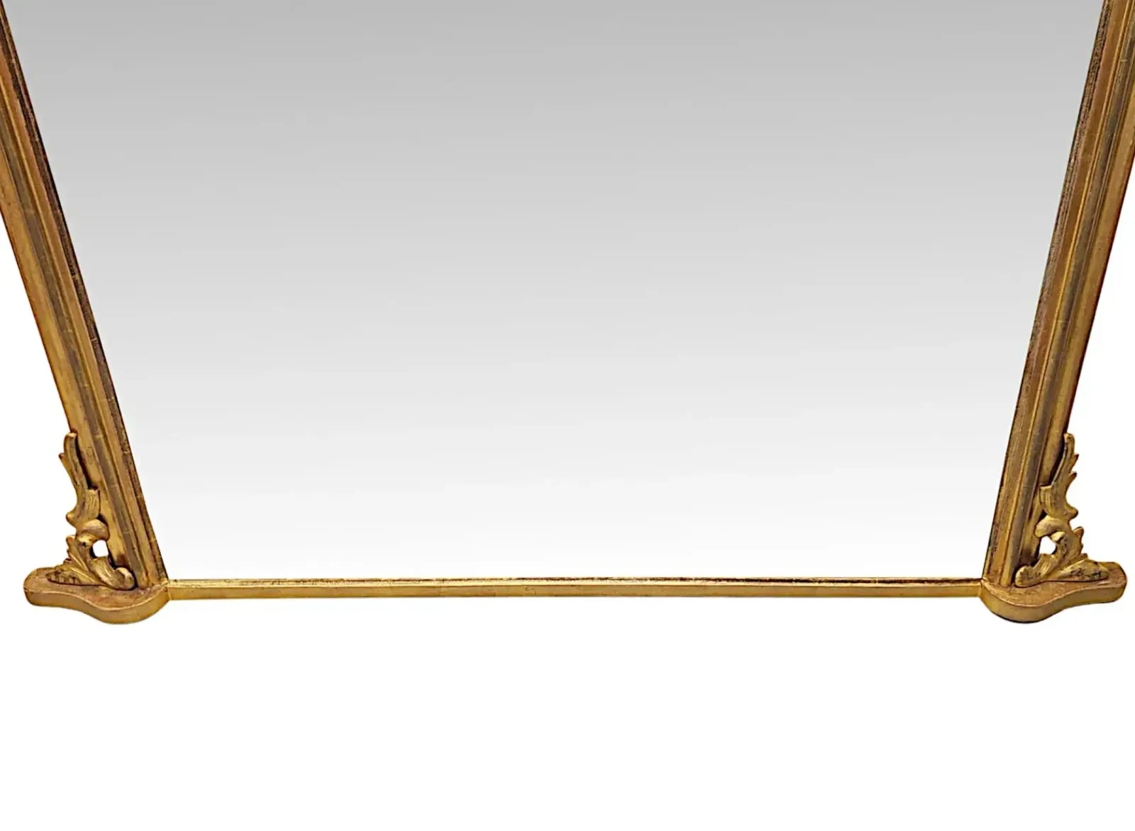 A Gorgeous Large 19th Century Simple Design Giltwood Archtop Overmantel Mirror photo 6012.06012