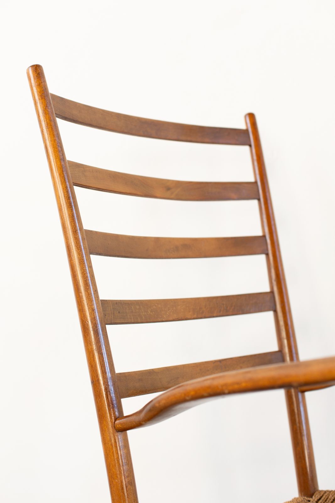 Italian Beechwood Rocking Chair With Finely Woven Rope Seat, C1950 photo 1014.0